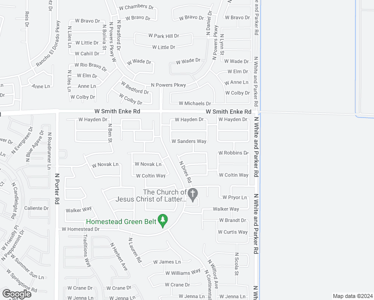 map of restaurants, bars, coffee shops, grocery stores, and more near 40440 West Robbins Drive in Maricopa