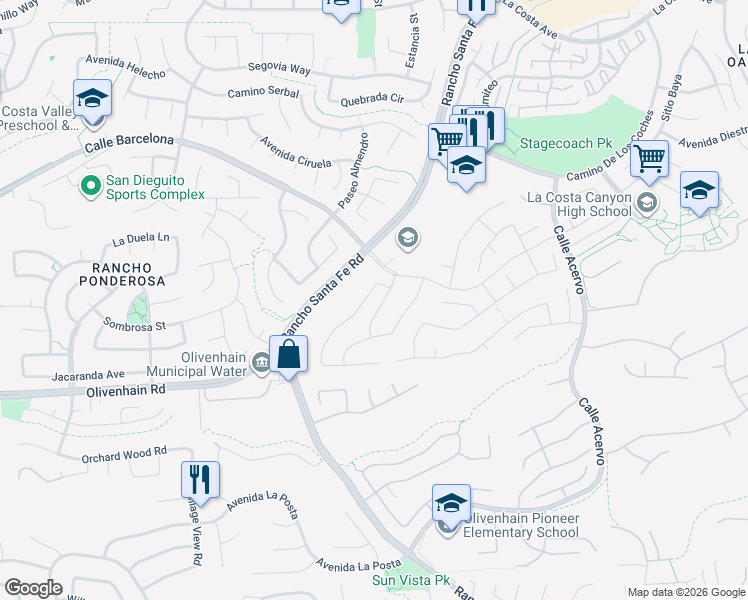 map of restaurants, bars, coffee shops, grocery stores, and more near 7925-7941 Calle San Felipe in Carlsbad
