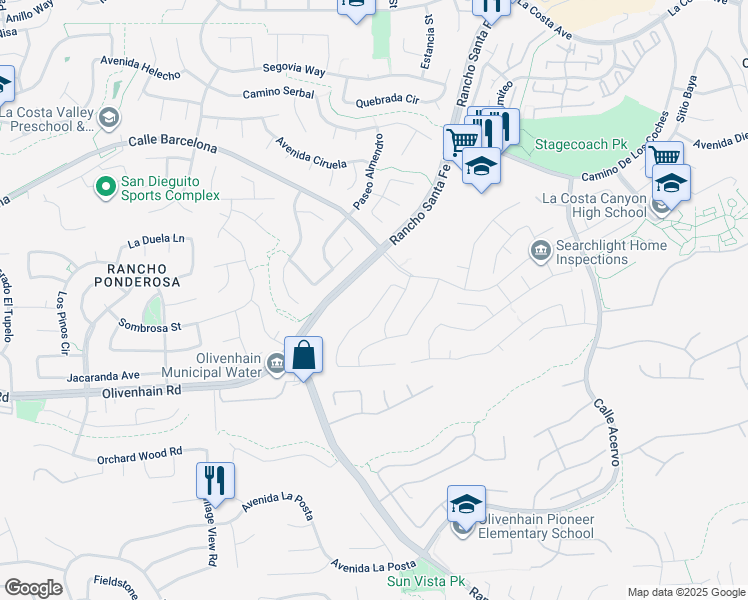 map of restaurants, bars, coffee shops, grocery stores, and more near 7925 Calle Madrid in Carlsbad