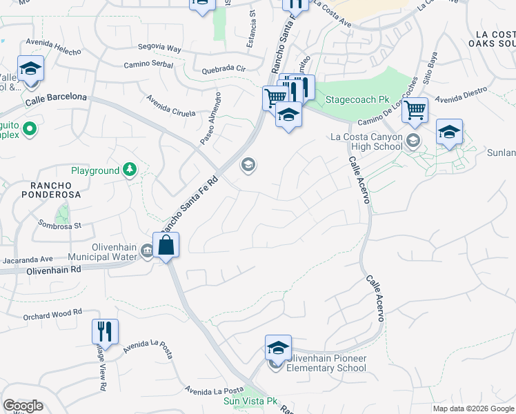 map of restaurants, bars, coffee shops, grocery stores, and more near 7912 Calle Posada in Carlsbad