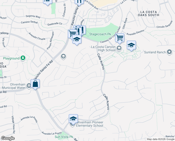 map of restaurants, bars, coffee shops, grocery stores, and more near 3311 Camino Coronado in Carlsbad