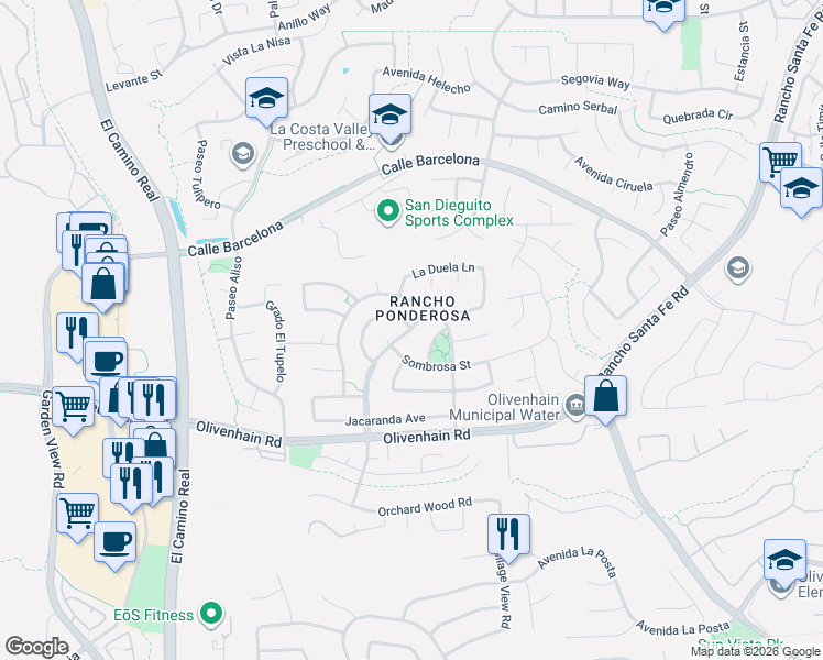map of restaurants, bars, coffee shops, grocery stores, and more near 7966 Amargosa Drive in Carlsbad