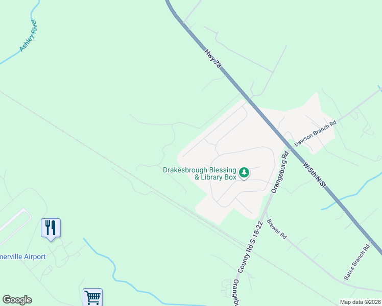 map of restaurants, bars, coffee shops, grocery stores, and more near 1697 Eider Down Drive in Summerville
