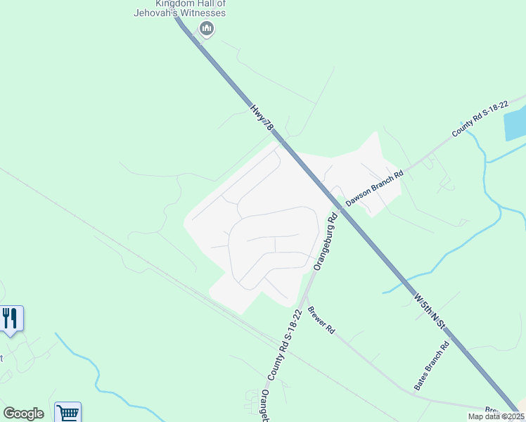 map of restaurants, bars, coffee shops, grocery stores, and more near 1268 Wild Goose Trail in Summerville