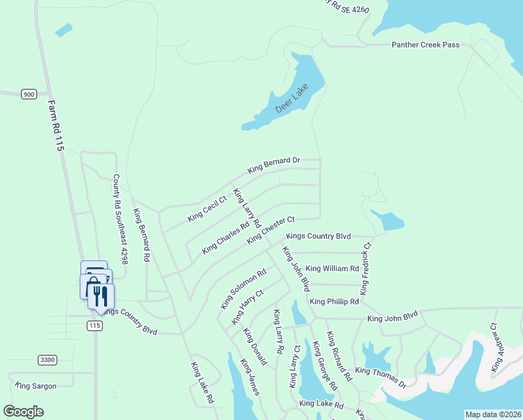 map of restaurants, bars, coffee shops, grocery stores, and more near 700 King Larry Road in Scroggins