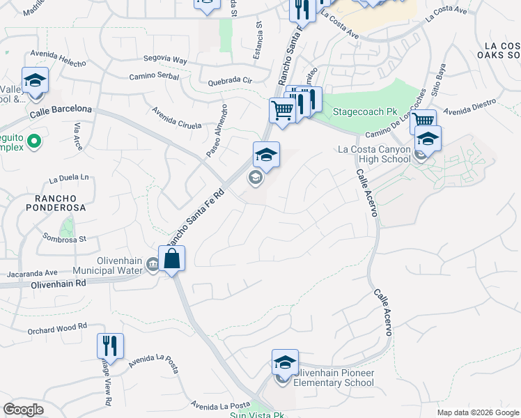 map of restaurants, bars, coffee shops, grocery stores, and more near 7912 Calle Posada in Carlsbad