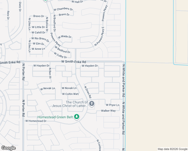 map of restaurants, bars, coffee shops, grocery stores, and more near 40370 West Sanders Way in Maricopa