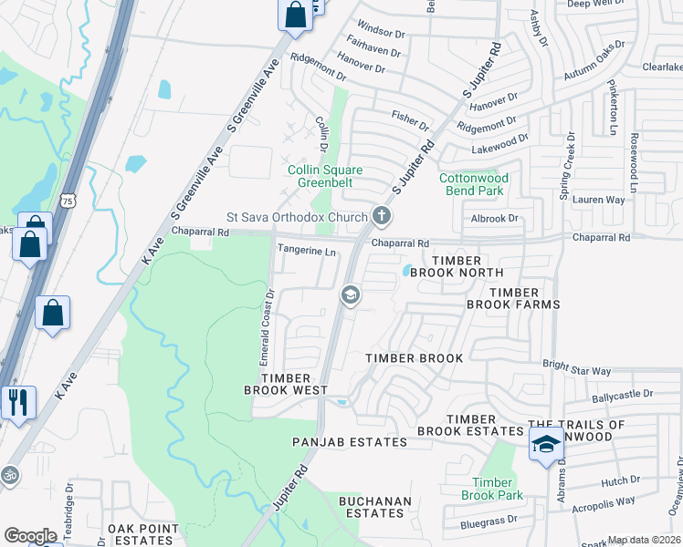 map of restaurants, bars, coffee shops, grocery stores, and more near in Allen