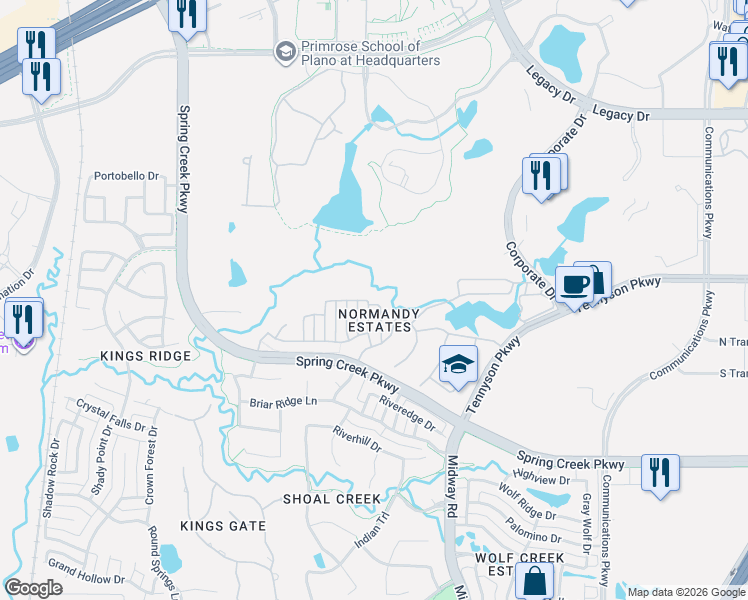 map of restaurants, bars, coffee shops, grocery stores, and more near 6832 Labelle Ct in Plano