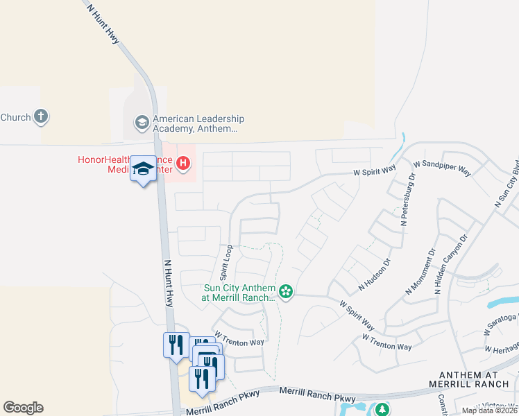 map of restaurants, bars, coffee shops, grocery stores, and more near 7708 West Stony Quail Way in Florence