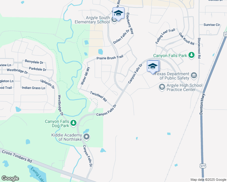 map of restaurants, bars, coffee shops, grocery stores, and more near 6255 Whiskerbrush Road in Argyle