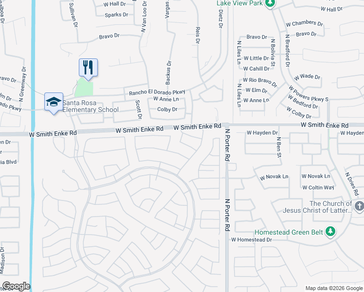map of restaurants, bars, coffee shops, grocery stores, and more near 41782 West Mesquit Road in Maricopa