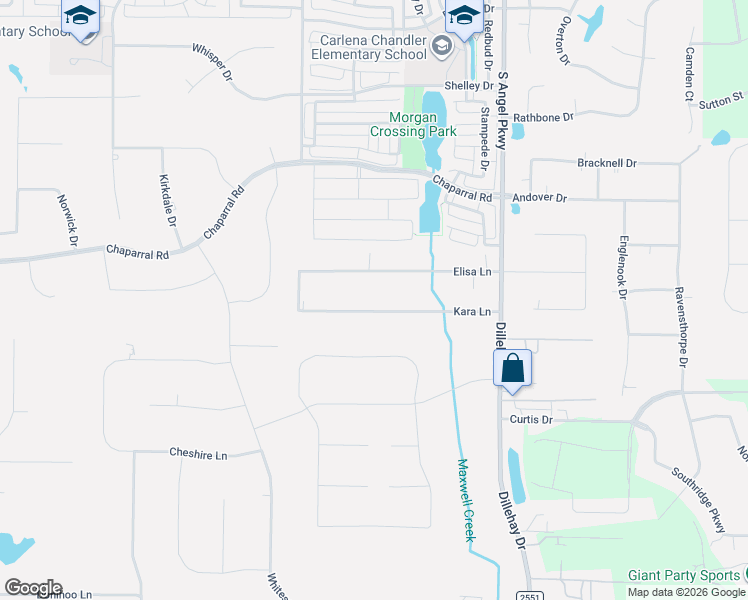 map of restaurants, bars, coffee shops, grocery stores, and more near 5409 Kara Lane in Allen
