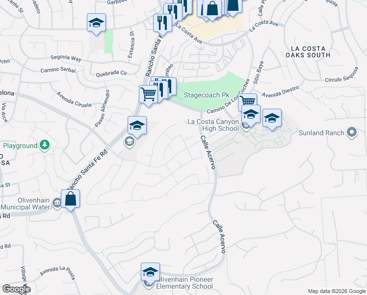 map of restaurants, bars, coffee shops, grocery stores, and more near 7909 Calle Jalisco in Carlsbad