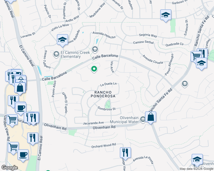 map of restaurants, bars, coffee shops, grocery stores, and more near 7915 Roble Place in Carlsbad