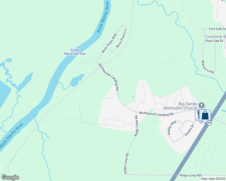 map of restaurants, bars, coffee shops, grocery stores, and more near 14137-14143 Delta Drive in Tuscaloosa