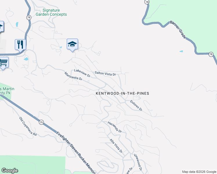 map of restaurants, bars, coffee shops, grocery stores, and more near 854 Manzanita Drive in Julian
