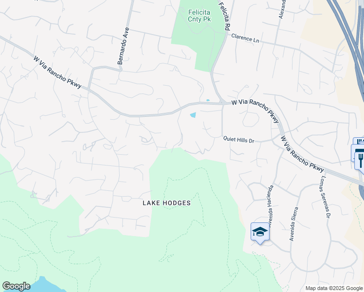map of restaurants, bars, coffee shops, grocery stores, and more near 863 Via Rancho Parkway in Escondido