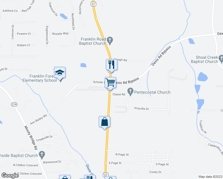 map of restaurants, bars, coffee shops, grocery stores, and more near 1306 New Franklin Road in LaGrange