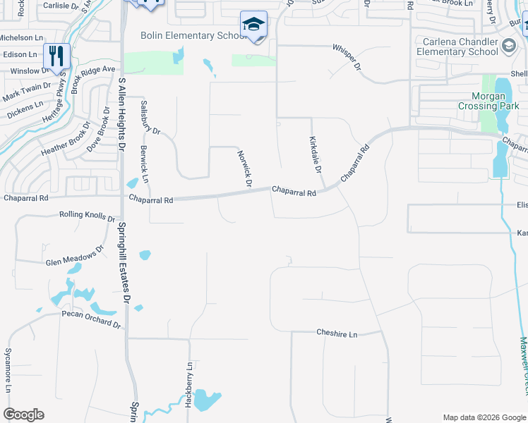 map of restaurants, bars, coffee shops, grocery stores, and more near 5105 Wayland Drive in Parker