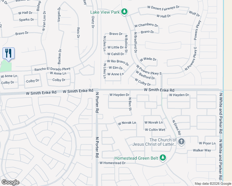 map of restaurants, bars, coffee shops, grocery stores, and more near 41248 West Hayden Drive in Maricopa