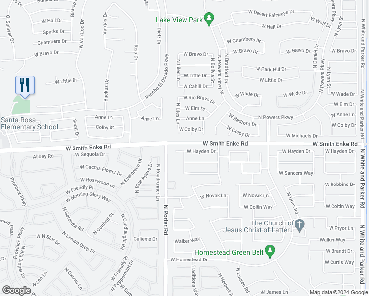 map of restaurants, bars, coffee shops, grocery stores, and more near 41334 West Hayden Drive in Maricopa