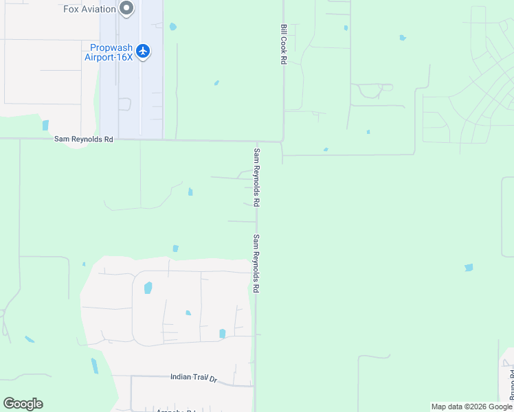 map of restaurants, bars, coffee shops, grocery stores, and more near Sam Reynolds Road in Justin