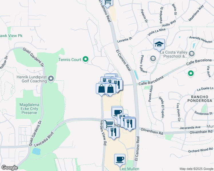 map of restaurants, bars, coffee shops, grocery stores, and more near 1948 Calle Barcelona in Carlsbad
