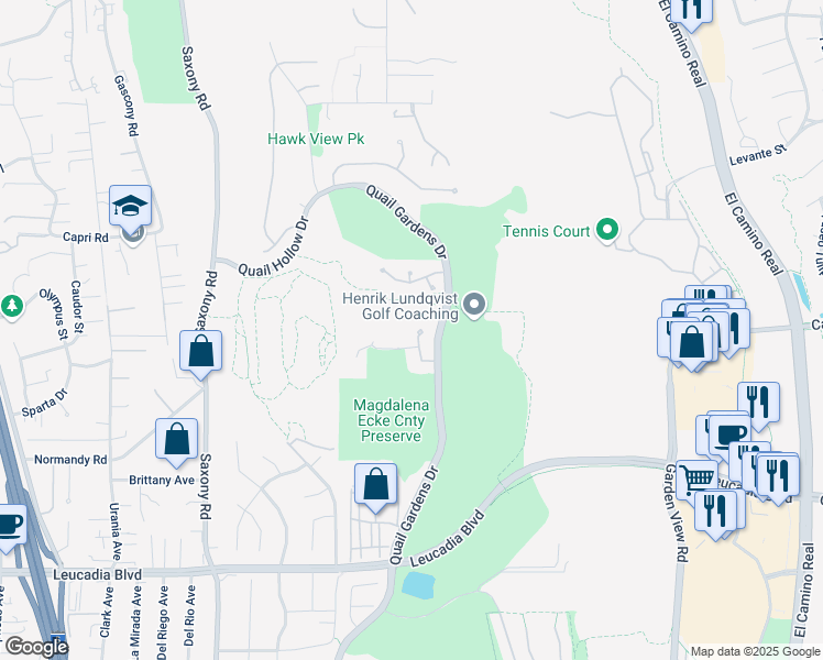 map of restaurants, bars, coffee shops, grocery stores, and more near 1466 Lauren Court in Encinitas