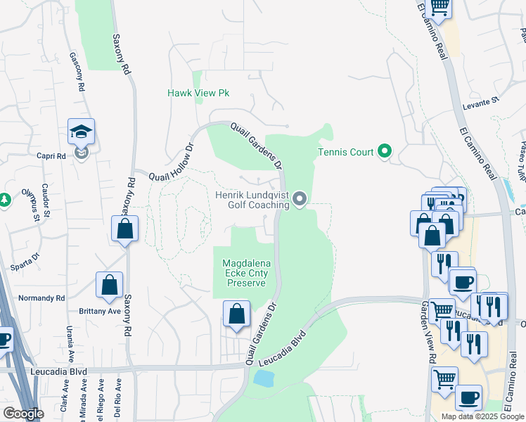 map of restaurants, bars, coffee shops, grocery stores, and more near 1466 Lauren Court in Encinitas