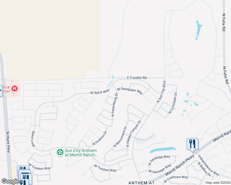 map of restaurants, bars, coffee shops, grocery stores, and more near 4477 North Petersburg Drive in Florence