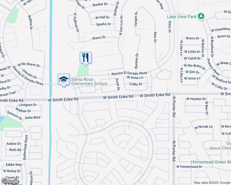 map of restaurants, bars, coffee shops, grocery stores, and more near 42251 West Michaels Drive in Maricopa