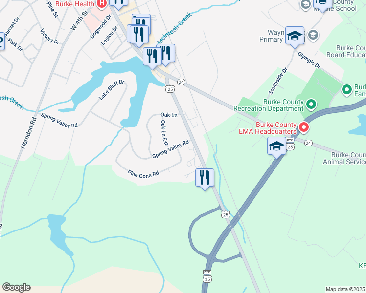 map of restaurants, bars, coffee shops, grocery stores, and more near 107 Spring Valley Road in Waynesboro