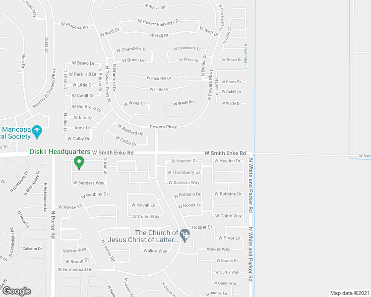 map of restaurants, bars, coffee shops, grocery stores, and more near 40435 West Michaels Drive in Maricopa