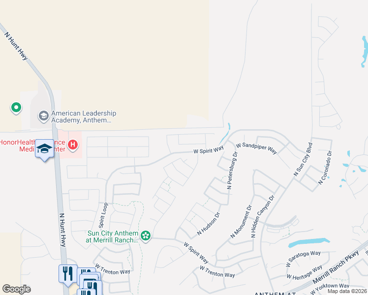 map of restaurants, bars, coffee shops, grocery stores, and more near 7349 West Cactus Wren Way in Florence
