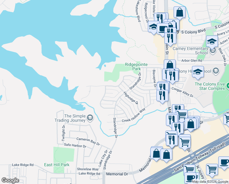 map of restaurants, bars, coffee shops, grocery stores, and more near 4021 Breckenridge Court in The Colony