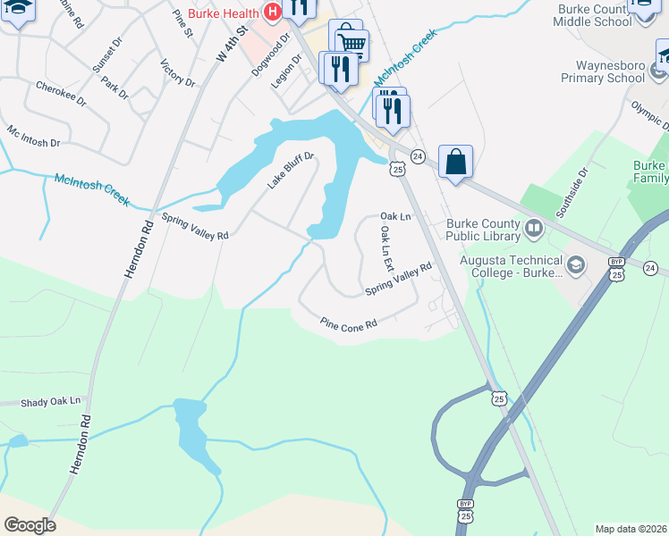 map of restaurants, bars, coffee shops, grocery stores, and more near 216 Spring Valley Road in Waynesboro