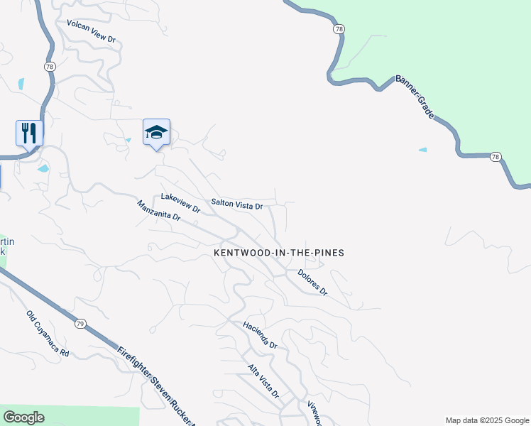 map of restaurants, bars, coffee shops, grocery stores, and more near 2816 Heliotrope Drive in Julian
