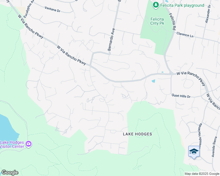 map of restaurants, bars, coffee shops, grocery stores, and more near 1109 Via La Cuesta in Escondido