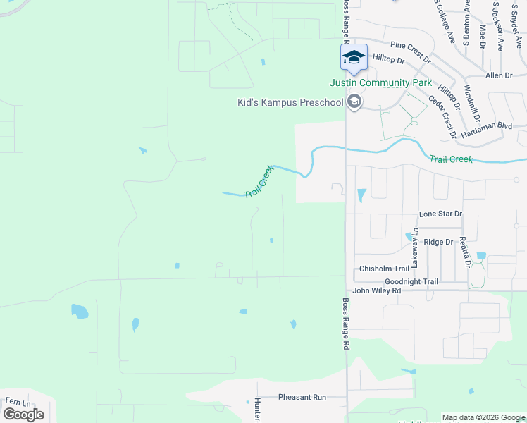 map of restaurants, bars, coffee shops, grocery stores, and more near 18512 Range Road in Justin