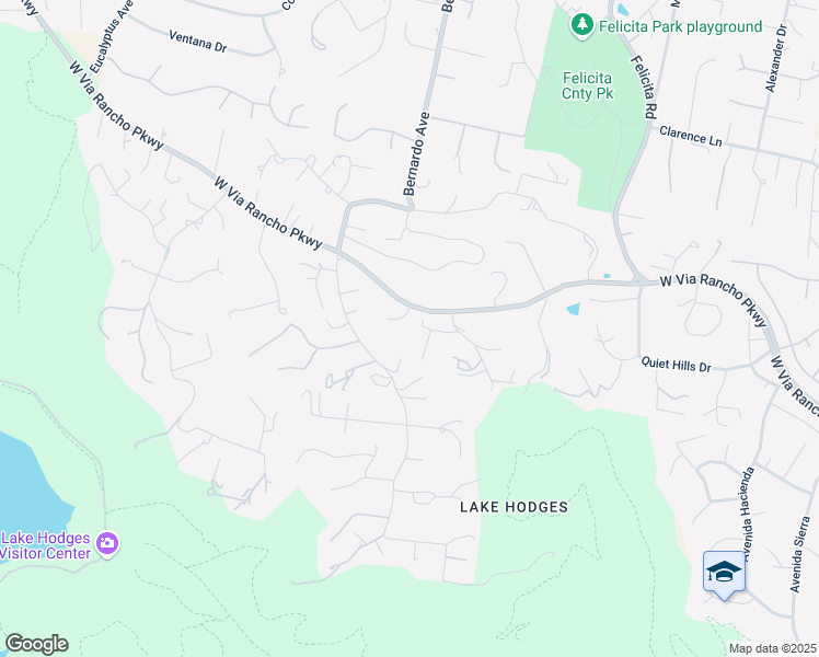map of restaurants, bars, coffee shops, grocery stores, and more near 1109 Via La Cuesta in Escondido