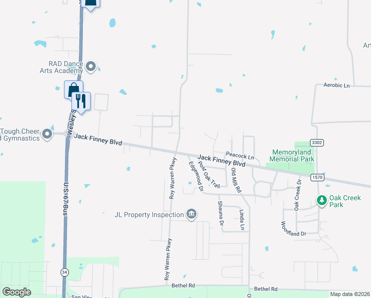 map of restaurants, bars, coffee shops, grocery stores, and more near Farm to Market 1570 in Greenville
