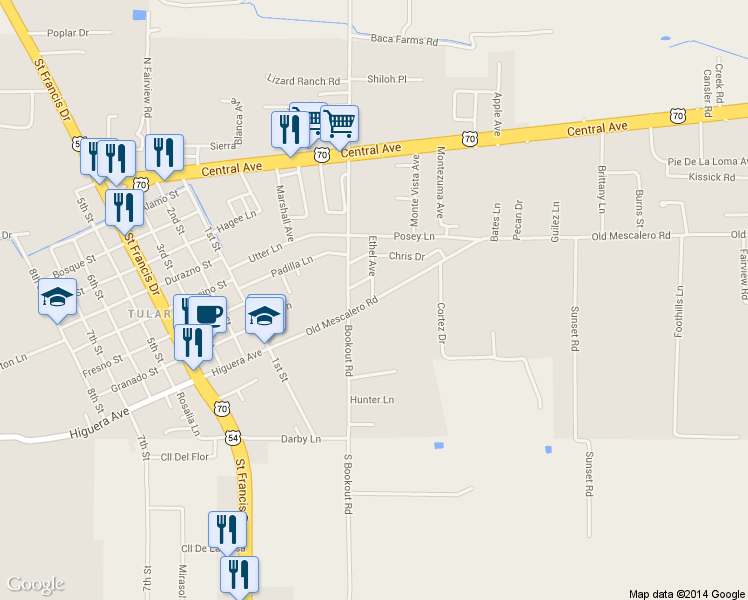map of restaurants, bars, coffee shops, grocery stores, and more near 506 Ethel Ln in Tularosa