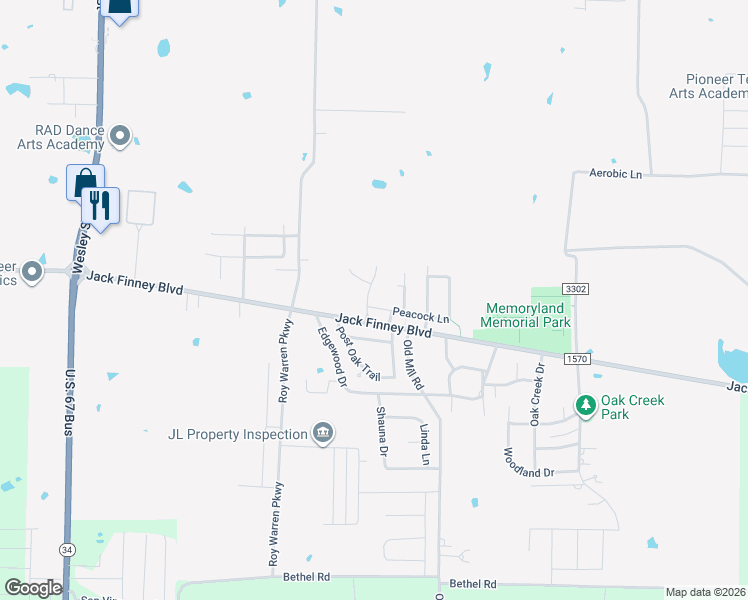 map of restaurants, bars, coffee shops, grocery stores, and more near 5009 Peacock Lane in Greenville