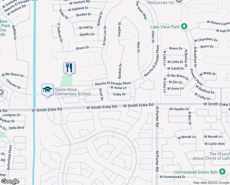 map of restaurants, bars, coffee shops, grocery stores, and more near 42000 Colby Drive in Maricopa