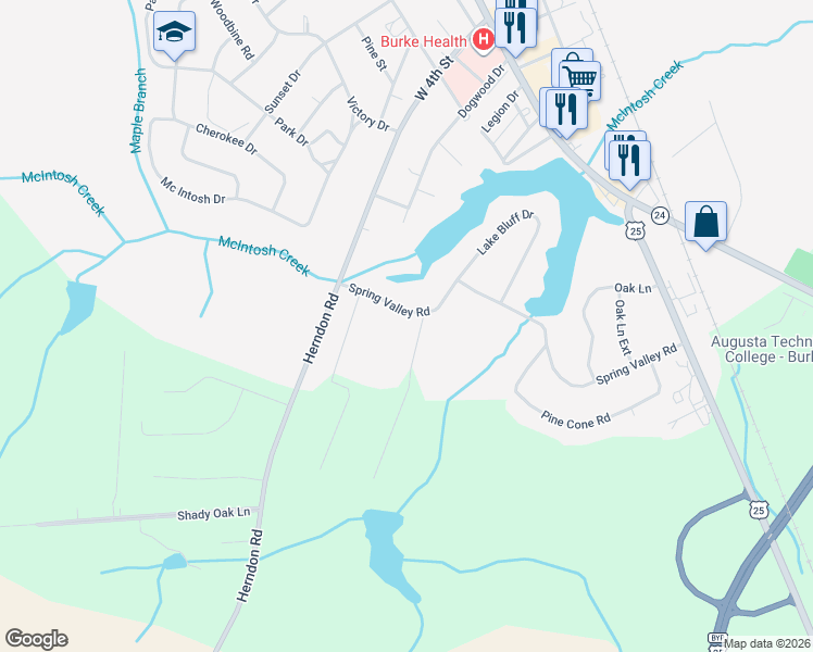 map of restaurants, bars, coffee shops, grocery stores, and more near 340 Spring Valley Road in Waynesboro