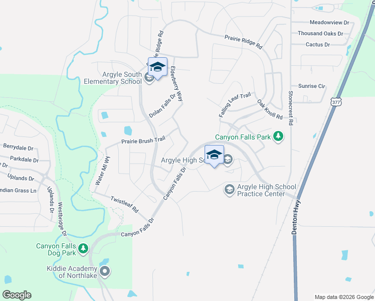 map of restaurants, bars, coffee shops, grocery stores, and more near 6401 Silvergrass Way in Argyle