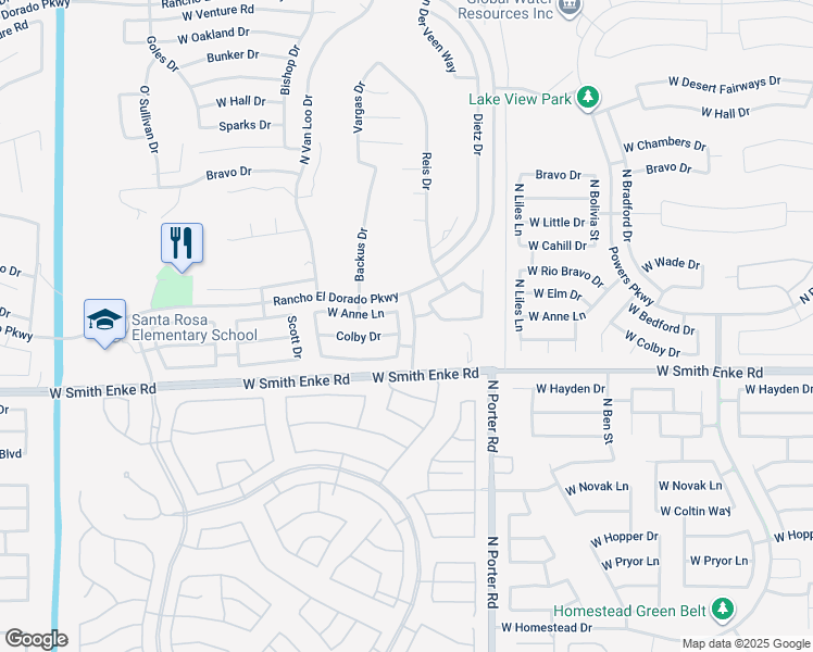 map of restaurants, bars, coffee shops, grocery stores, and more near 21407 Robins Drive in Maricopa