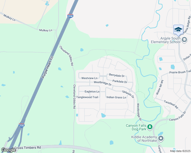 map of restaurants, bars, coffee shops, grocery stores, and more near 1416 Westview Lane in Argyle