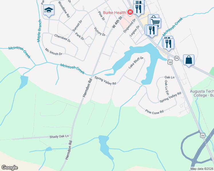 map of restaurants, bars, coffee shops, grocery stores, and more near 340 Spring Valley Road in Waynesboro